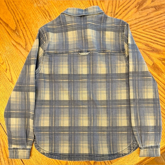 Judy Blue Medium Blue and Cream Plaid Print Denim Shacket in Small - Picture 9 of 16